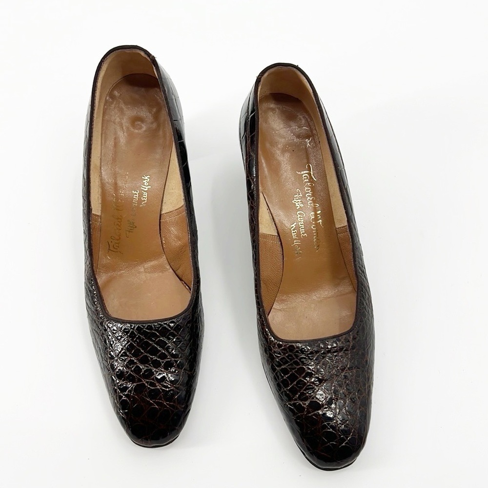 The Tailored Woman Vintage Crocodile Embossed Brown Pumps size 5.5 - Picture 4 of 10